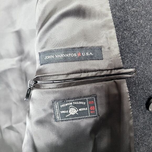 John Varvatos Gray Wool Blend Peacoat Size 48R - Picture 7 of 10